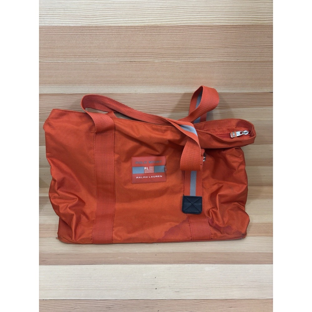 RALPH LAUREN POLO SPORT ORANGE NYLON ZIP UP GYM/DUFFLE BAG w Adjustable Strap HT